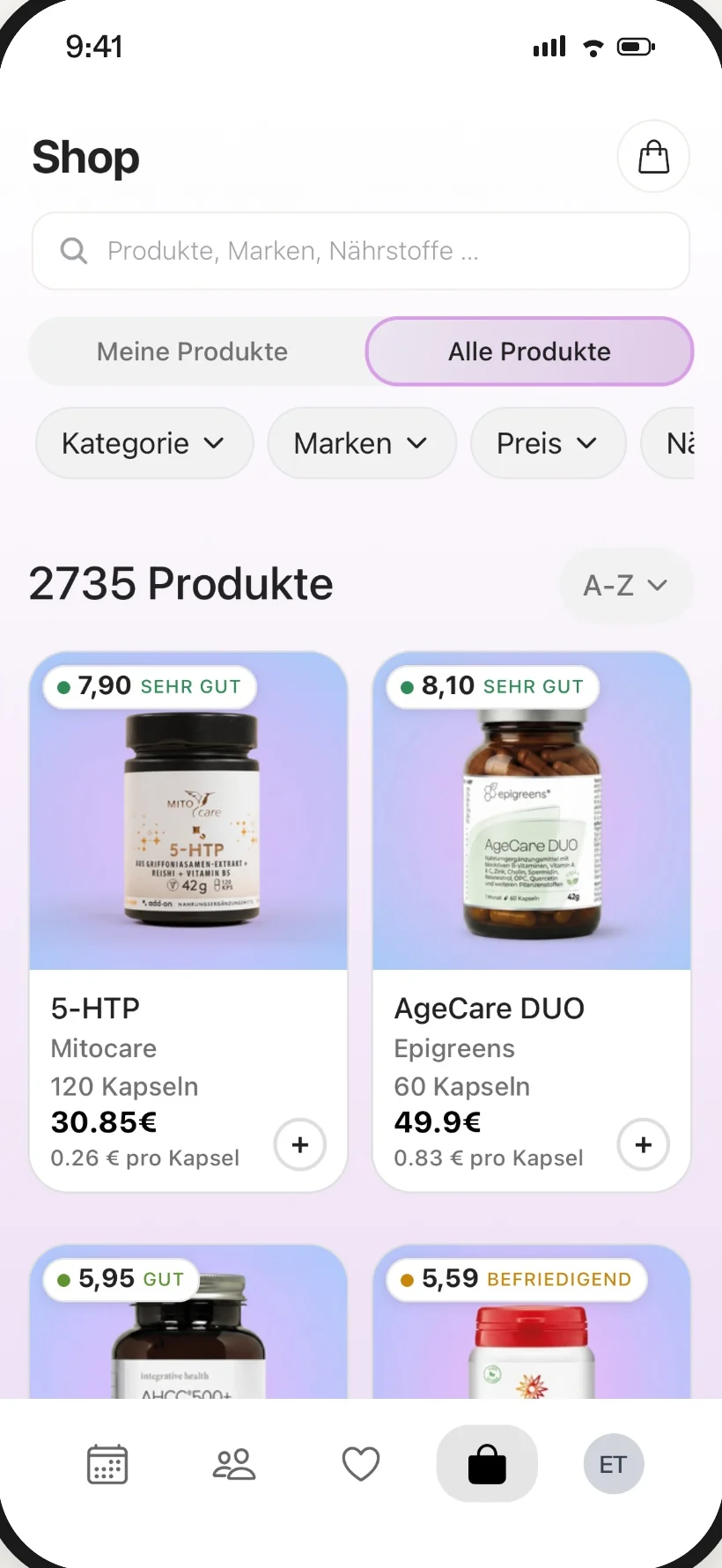 EVER App: Shop mit bewerteten Produkten zum Bestellen