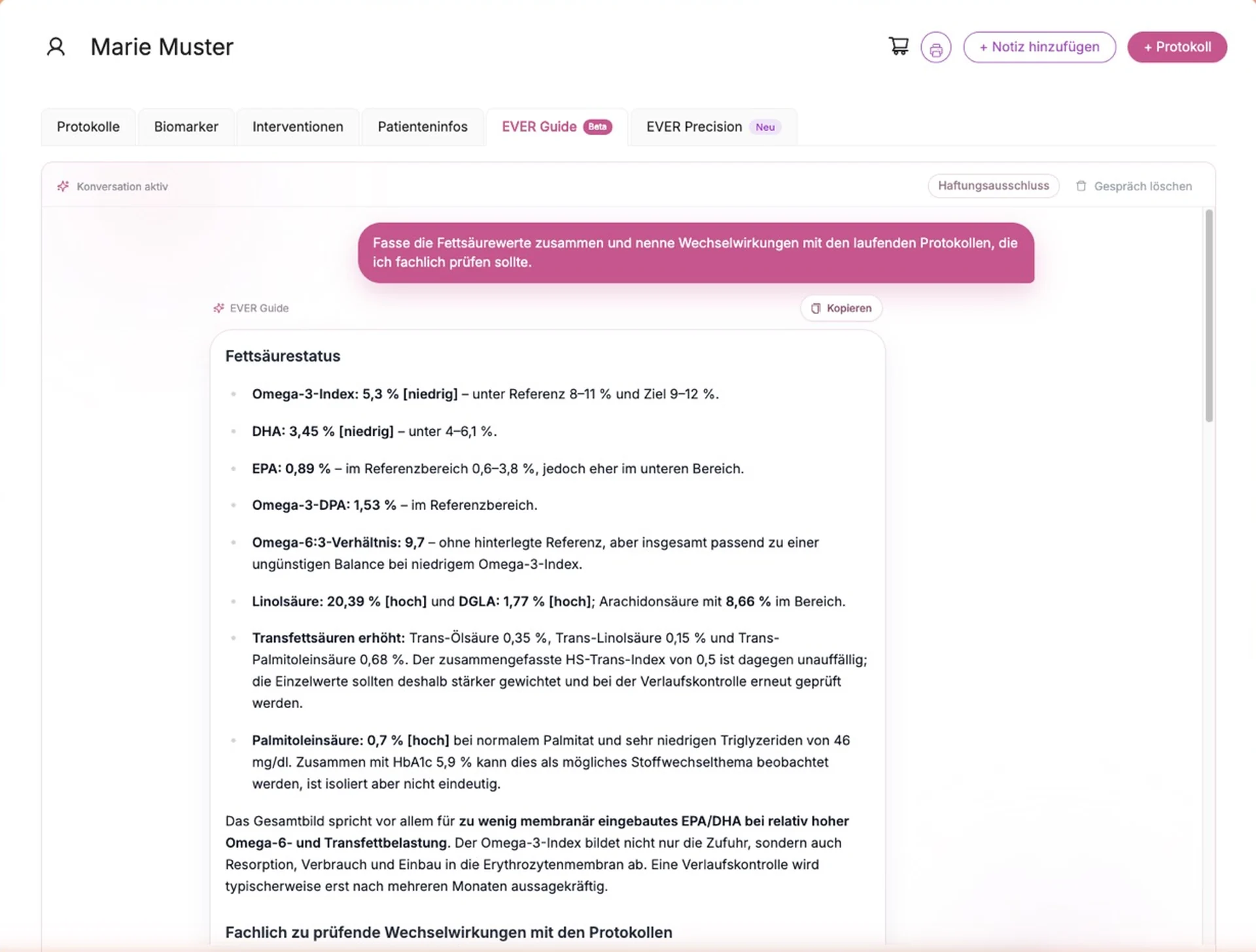 EVER Guide: question about the case and answer with assessment of the values